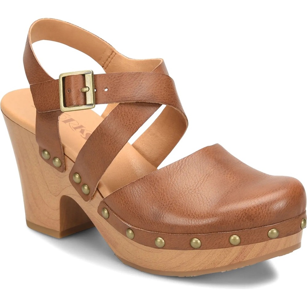 Korks Abloom Strappy Clog Platform Slingback Pump - Brown. Size 8 NIB